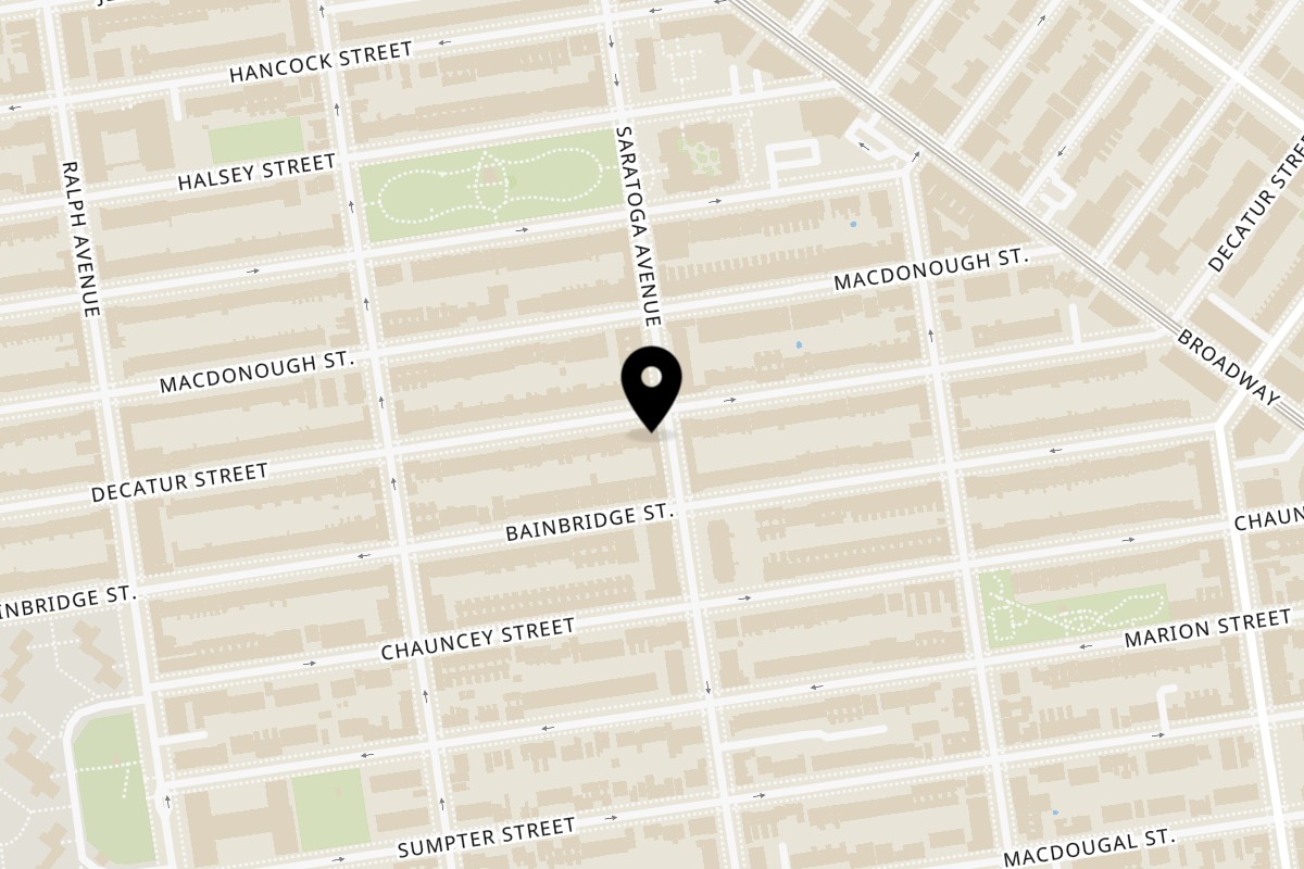 Map showing the location of Zamzam Halal on 102 Saratoga Ave in Brooklyn